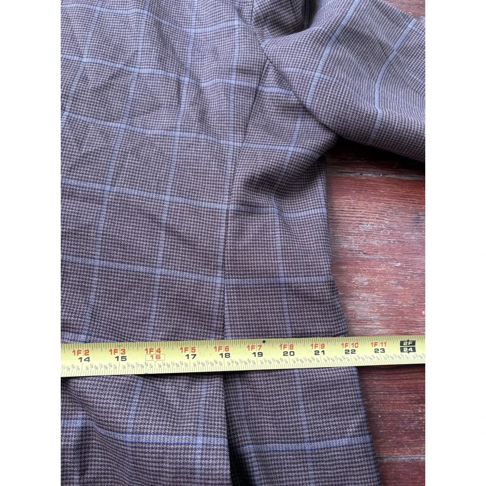 Jos. A. Bank Sport Coat Blazer 48R Wool Brown Windowpane Herringbone
